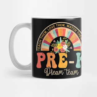 First Day Pre-K Team Teacher Kids 60s 70s Retro Mug